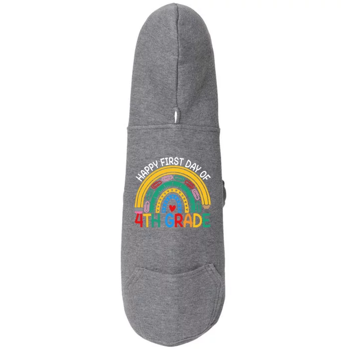 Happy First Day Of 4Th Grade Rainbow Team Fourth Grade Funny Gift Doggie 3-End Fleece Hoodie