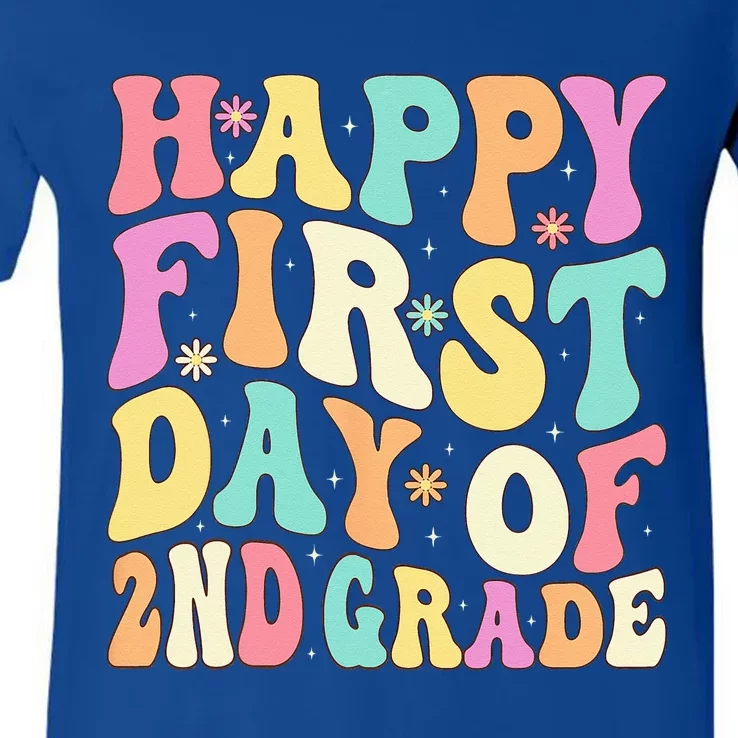 Happy First Day Of 2nd Grade Teachers Back To School V-Neck T-Shirt