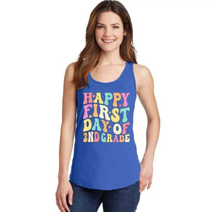 Happy First Day Of 2nd Grade Teachers Back To School Ladies Essential Tank