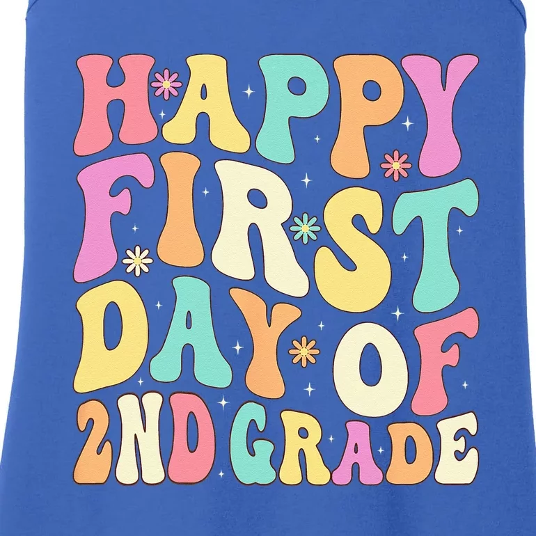 Happy First Day Of 2nd Grade Teachers Back To School Ladies Essential Tank