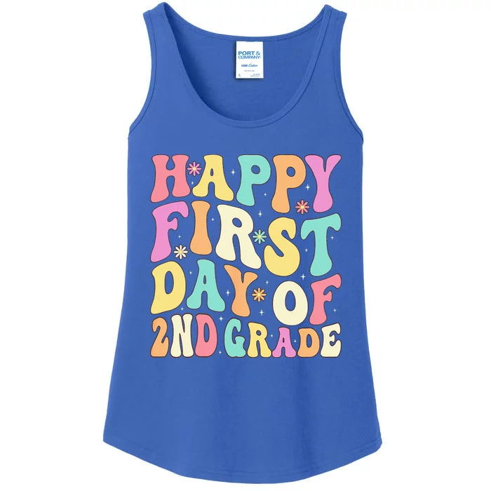 Happy First Day Of 2nd Grade Teachers Back To School Ladies Essential Tank