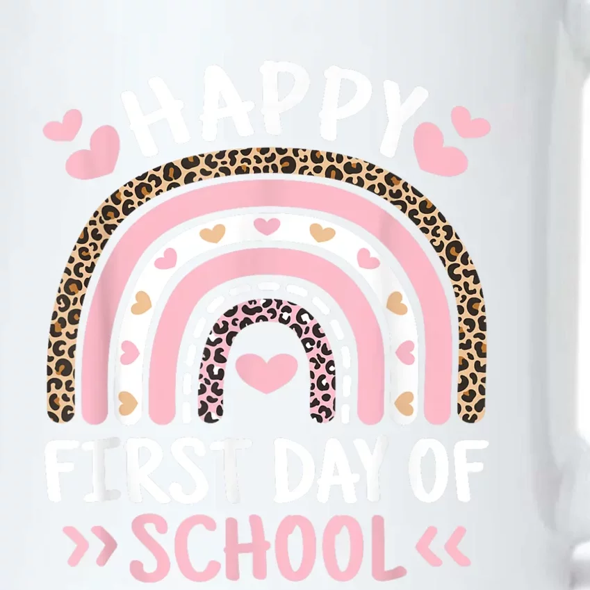 Happy First Day Of School Leopard Rainbow Outfit Black Color Changing Mug