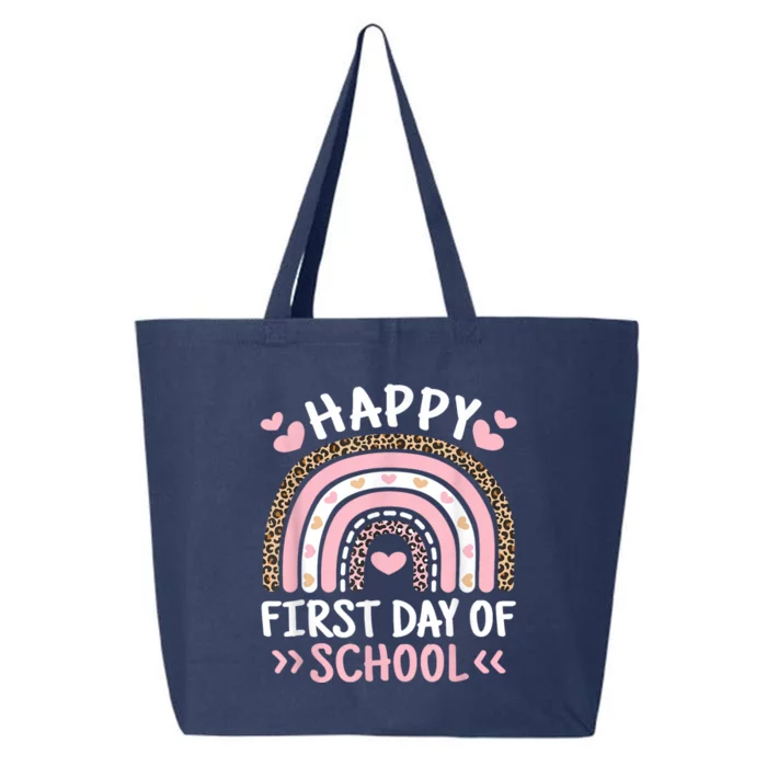 Happy First Day Of School Leopard Rainbow Outfit 25L Jumbo Tote