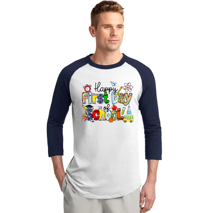 Happy First Day Of School Teachers Students Back To School Baseball Sleeve Shirt