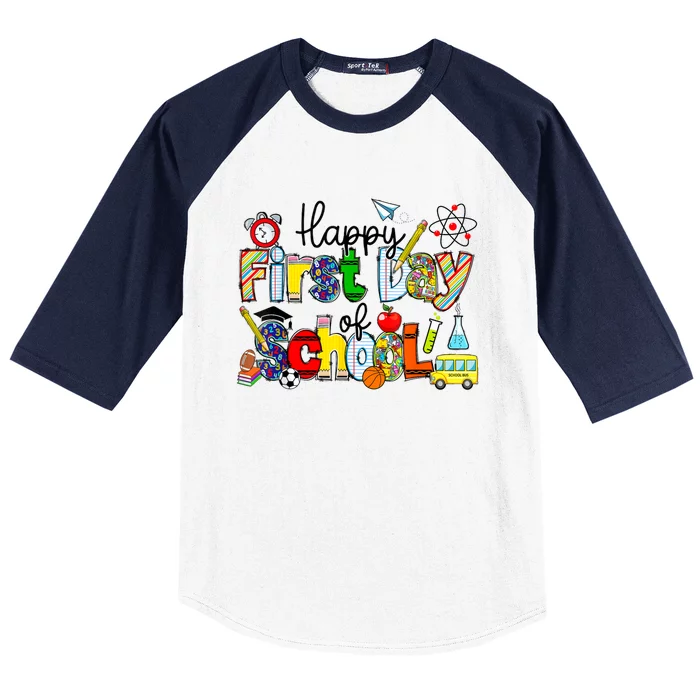 Happy First Day Of School Teachers Students Back To School Baseball Sleeve Shirt