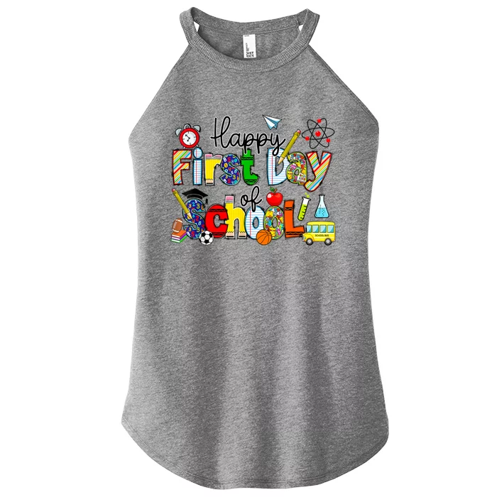 Happy First Day Of School Teachers Students Back To School Women’s Perfect Tri Rocker Tank