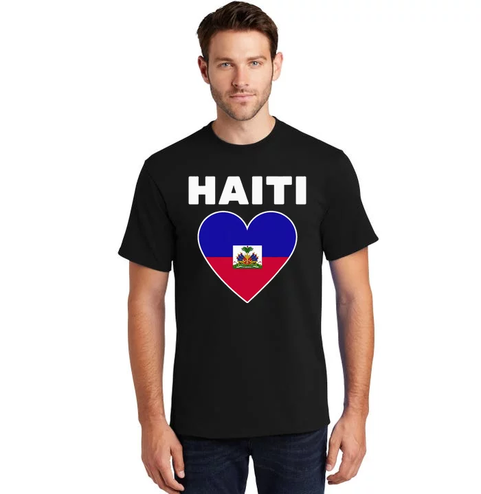 Haitian Flag Day Cool Haiti Flag Heart Pride Tall T-Shirt