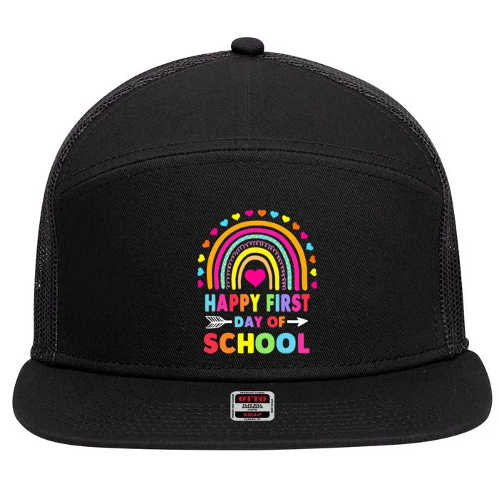 Happy First Day Of School Teacher Back To School Student 7 Panel Mesh Trucker Snapback Hat