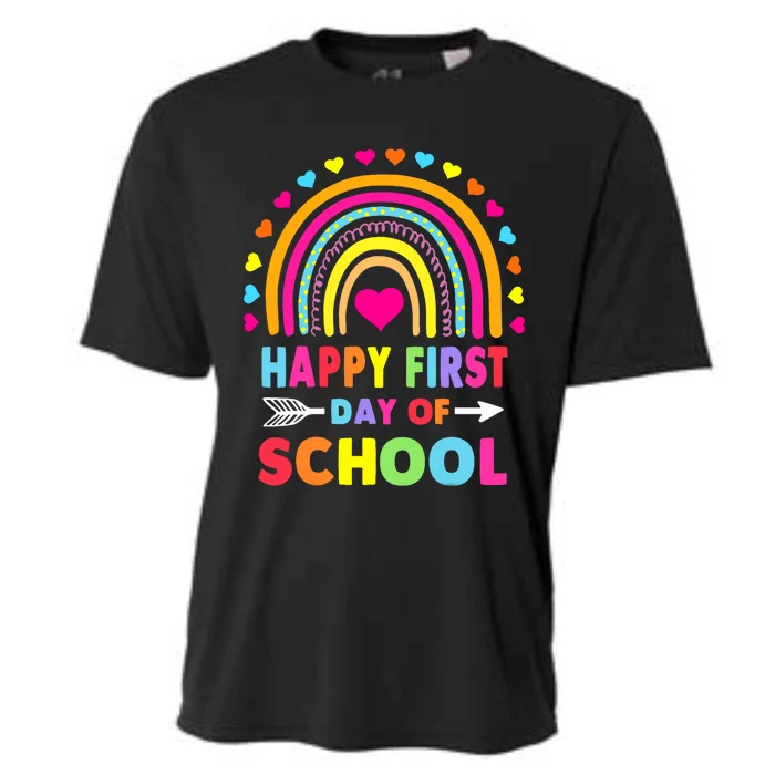 Happy First Day Of School Teacher Back To School Student Cooling Performance Crew T-Shirt