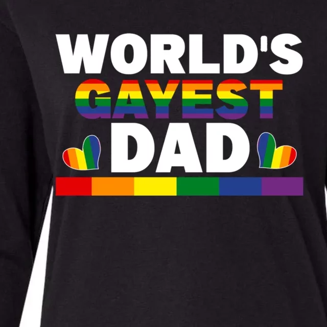 Happy FatherS Day WorldS Gayest Dad Pride Lgbt Cool Gift Womens Cotton Relaxed Long Sleeve T-Shirt