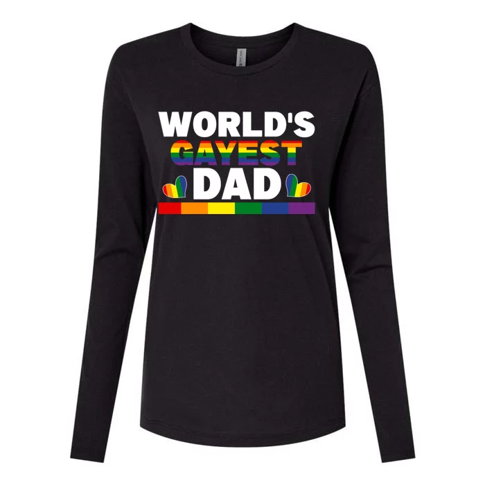 Happy FatherS Day WorldS Gayest Dad Pride Lgbt Cool Gift Womens Cotton Relaxed Long Sleeve T-Shirt