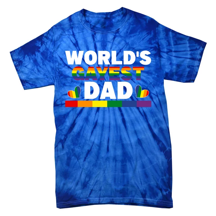 Happy FatherS Day WorldS Gayest Dad Pride Lgbt Cool Gift Tie-Dye T-Shirt