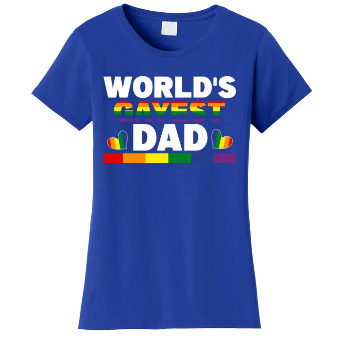 Happy FatherS Day WorldS Gayest Dad Pride Lgbt Cool Gift Women's T-Shirt