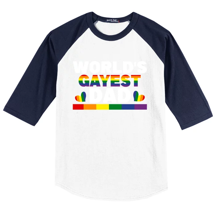 Happy FatherS Day WorldS Gayest Dad Pride Lgbt Cool Gift Baseball Sleeve Shirt