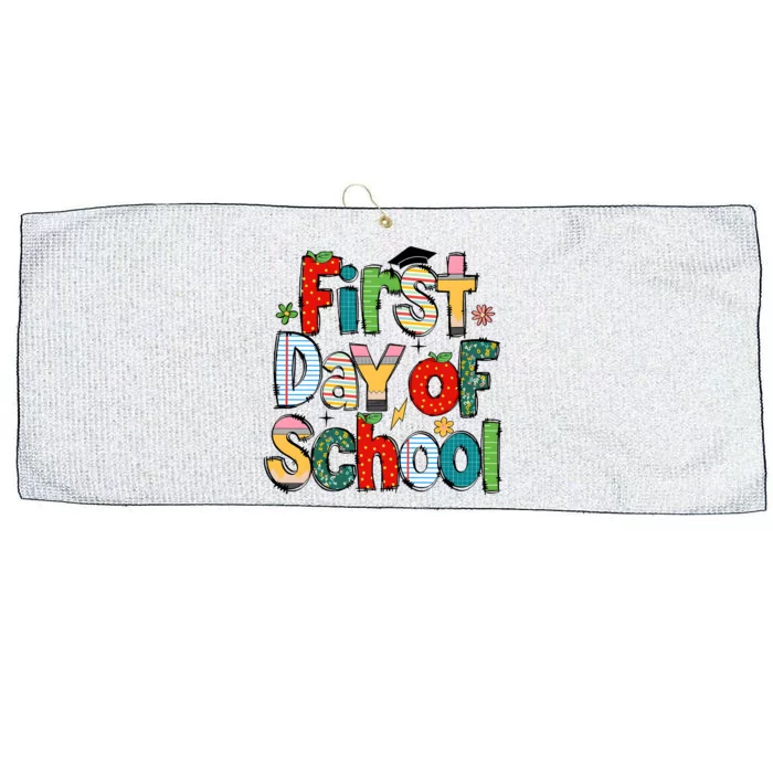 Happy First Day Of School Teacher Pencil Back To School Large Microfiber Waffle Golf Towel