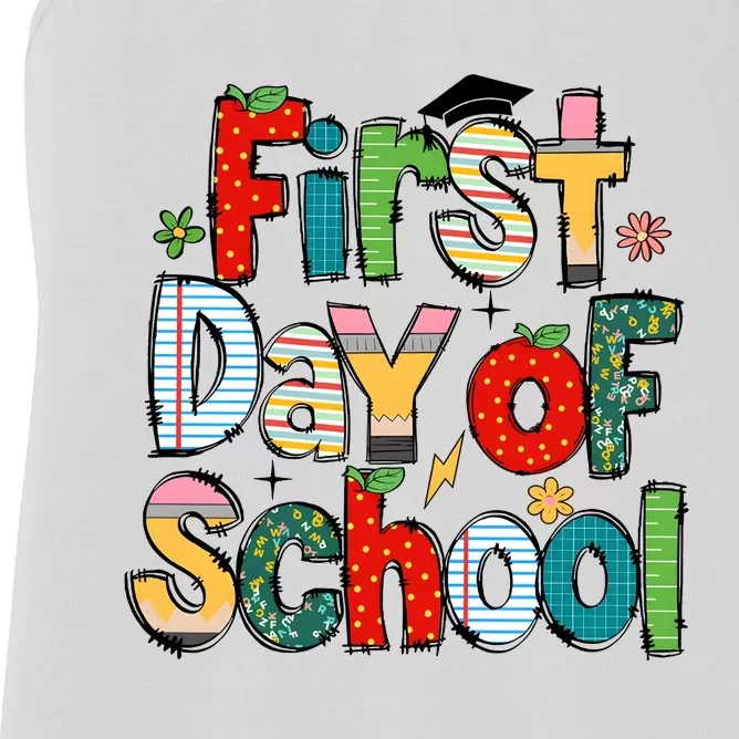 Happy First Day Of School Teacher Pencil Back To School Women's Racerback Tank