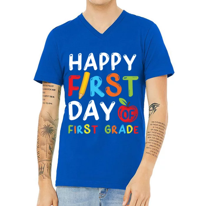 Happy First Day Of First Grade Student Teacher 1St Grade Gift V-Neck T-Shirt