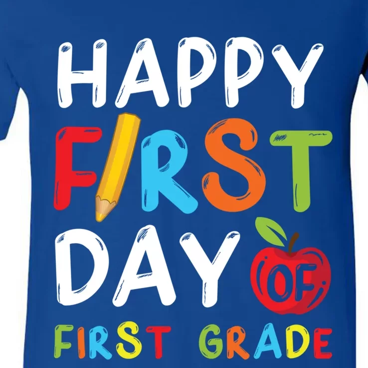 Happy First Day Of First Grade Student Teacher 1St Grade Gift V-Neck T-Shirt