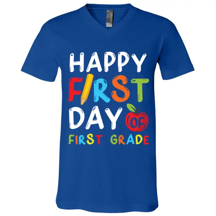 Happy First Day Of First Grade Student Teacher 1St Grade Gift V-Neck T-Shirt