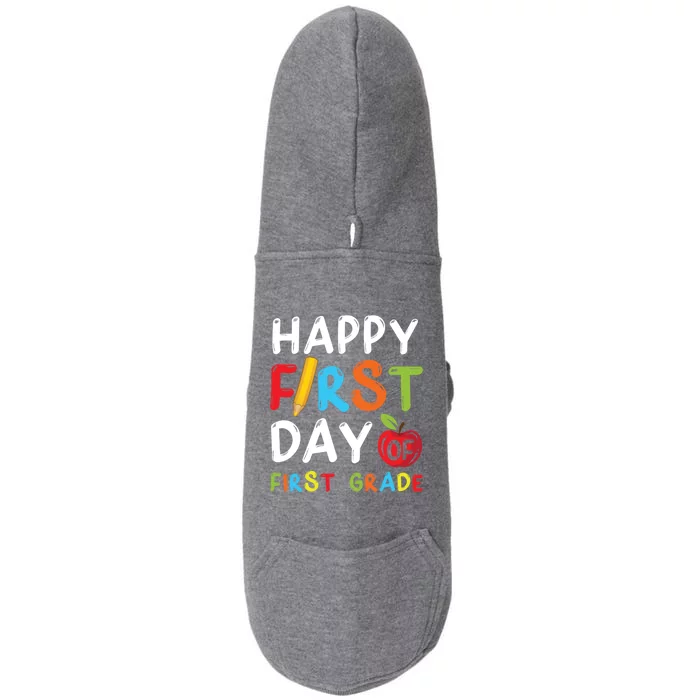 Happy First Day Of First Grade Student Teacher 1St Grade Gift Doggie 3-End Fleece Hoodie