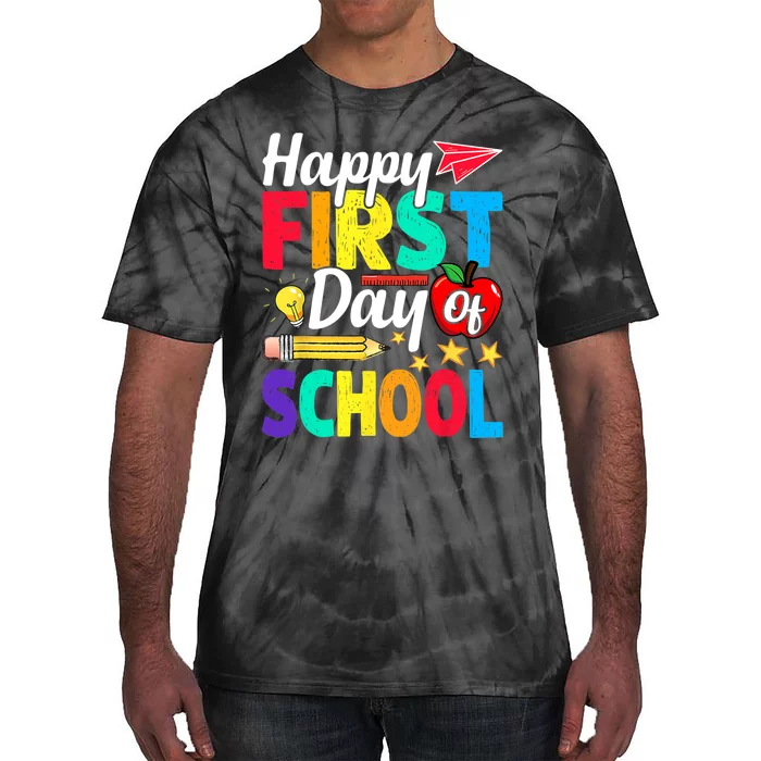 Happy First Day Of School Cute Funny Back To School Tie-Dye T-Shirt