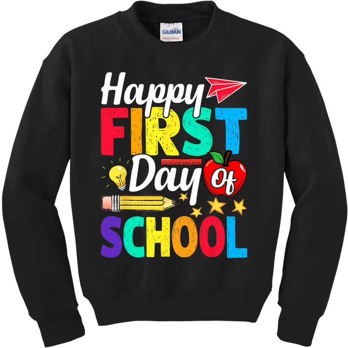 Happy First Day Of School Cute Funny Back To School Kids Sweatshirt