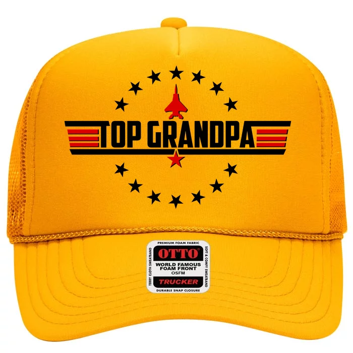 Happy Father's Day Top Grandpa High Crown Mesh Trucker Hat