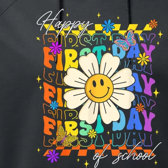 Happy First Day Of School Cute Funny Back To School Performance Fleece Hoodie