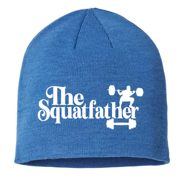 Happy FatherS Day The Squat Father Weightlifting Dad Gift 8 1/2in Sustainable Knit Beanie