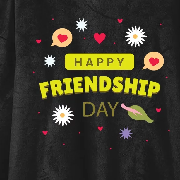 Happy Friendship Day Celebration Graphic Hooded Wearable Blanket