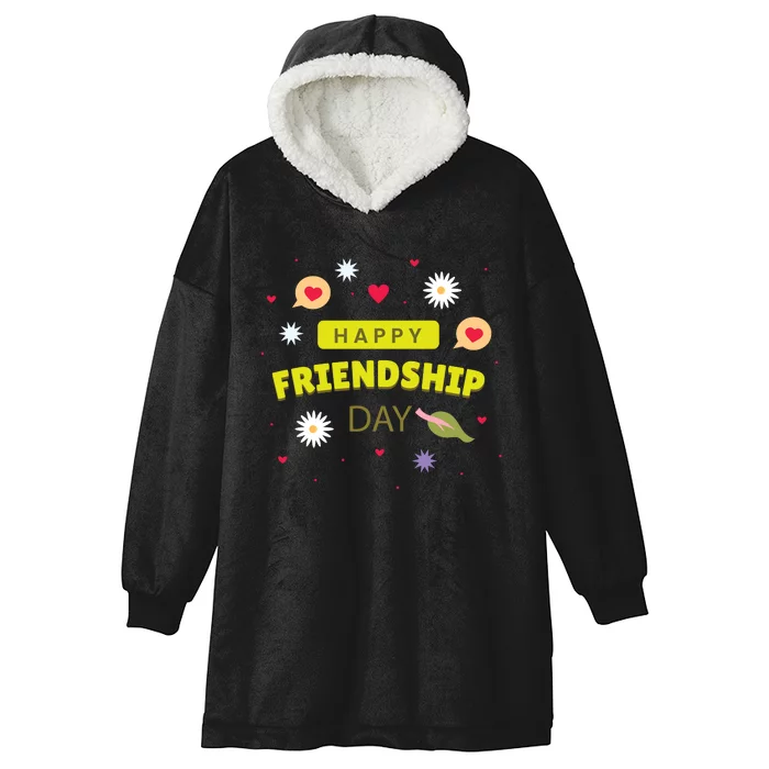 Happy Friendship Day Celebration Graphic Hooded Wearable Blanket