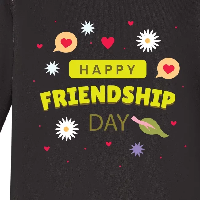 Happy Friendship Day Celebration Graphic Baby Long Sleeve Bodysuit