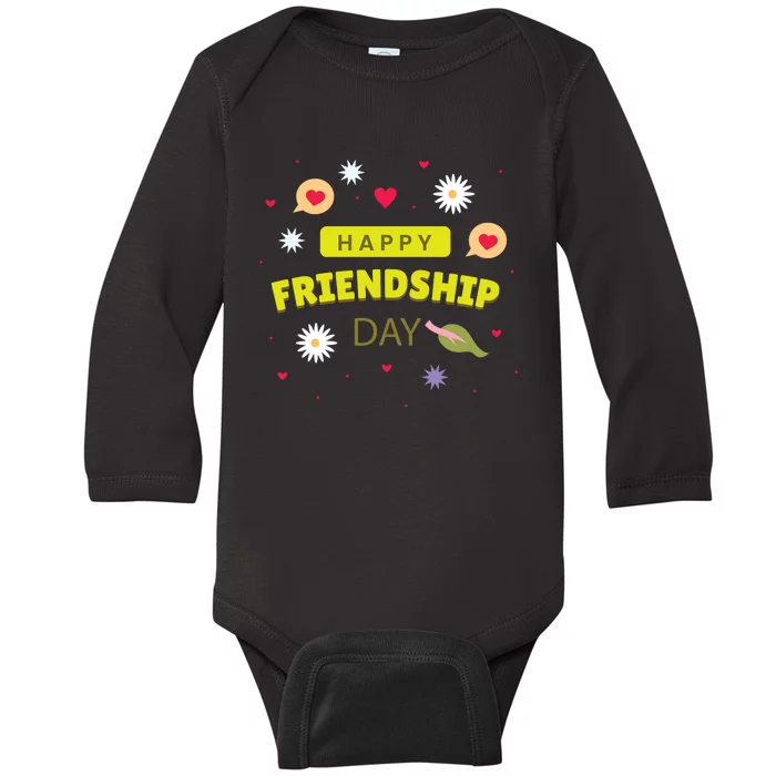 Happy Friendship Day Celebration Graphic Baby Long Sleeve Bodysuit