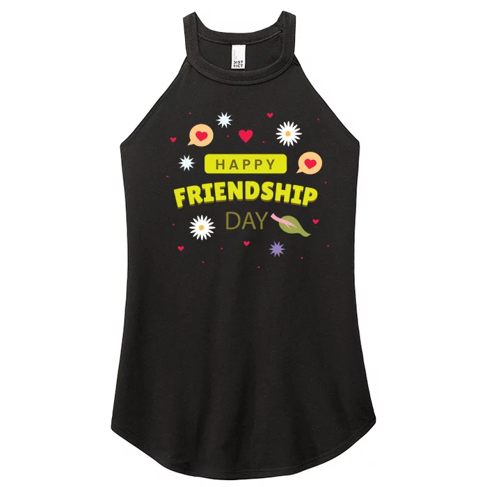 Happy Friendship Day Celebration Graphic Women’s Perfect Tri Rocker Tank