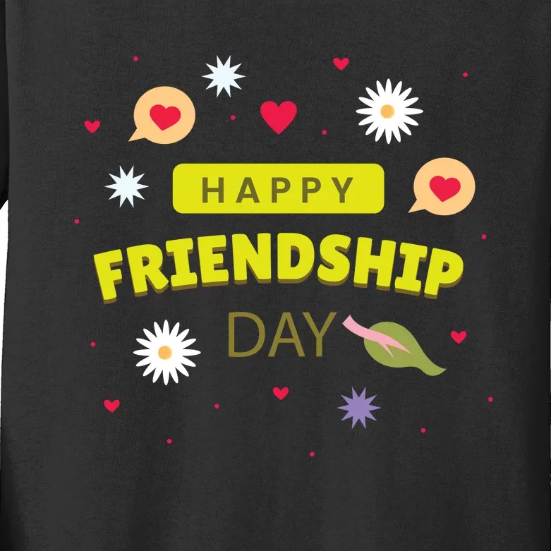 Happy Friendship Day Celebration Graphic Kids Long Sleeve Shirt