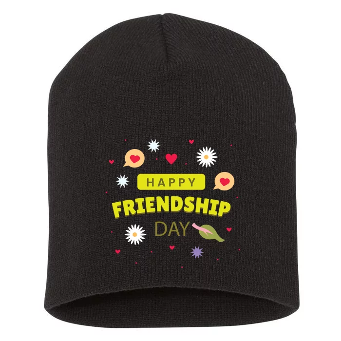 Happy Friendship Day Celebration Graphic Short Acrylic Beanie