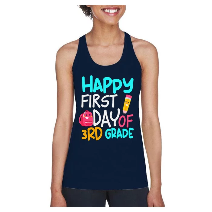 Happy First Day Of 3rd Grade Third Grade Back To School Women's Racerback Tank