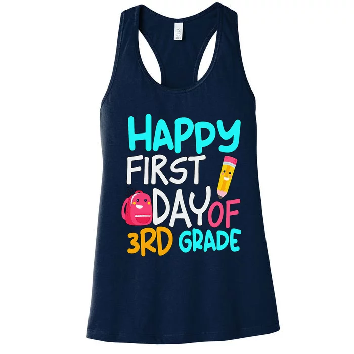 Happy First Day Of 3rd Grade Third Grade Back To School Women's Racerback Tank