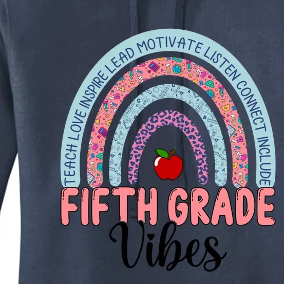 Happy First Day Of Fifth Grade Rainbow 5Th Grade Vibes Cute Gift Women's Pullover Hoodie