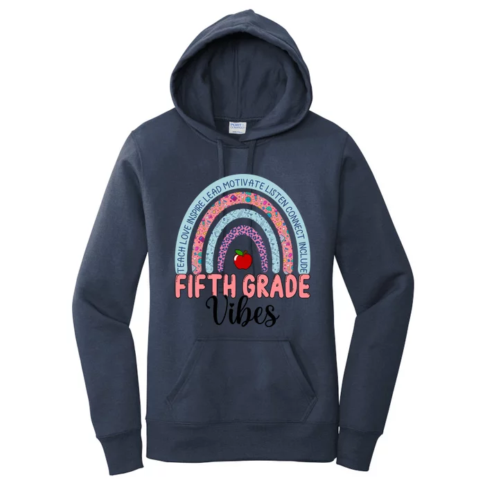 Happy First Day Of Fifth Grade Rainbow 5Th Grade Vibes Cute Gift Women's Pullover Hoodie