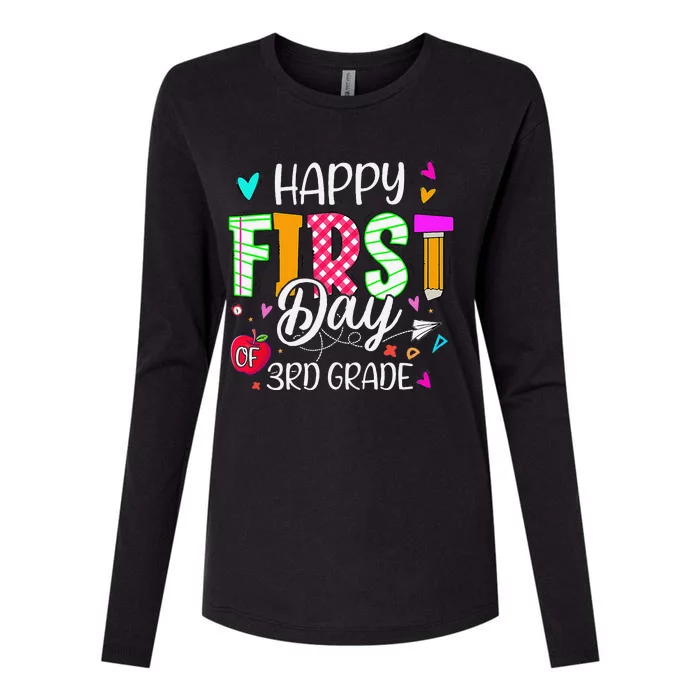 Happy First Day Of 3rd Grade Welcome Back To School Womens Cotton Relaxed Long Sleeve T-Shirt