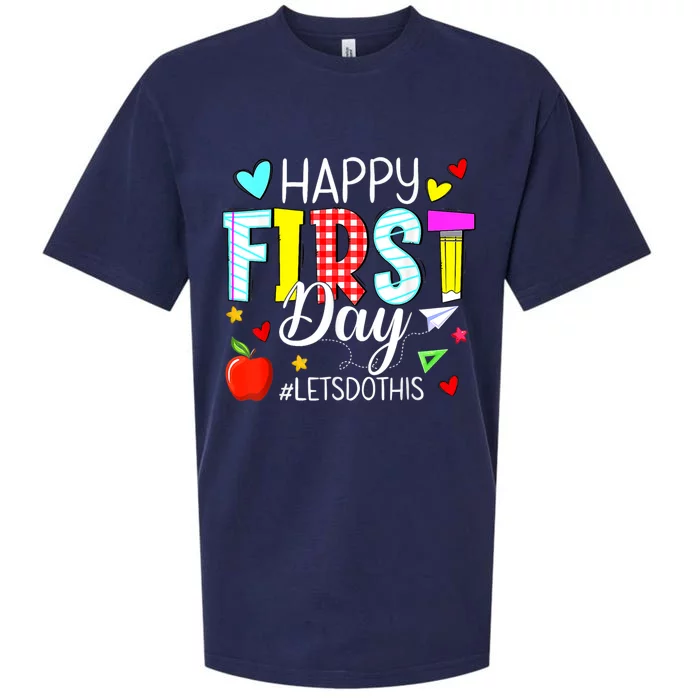 Happy First Day Lets Do This Welcome Back To School Teacher Sueded Cloud Jersey T-Shirt