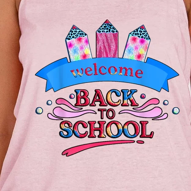 Happy First Day Of School Teachers Women Student Boy Girl Women's Knotted Racerback Tank