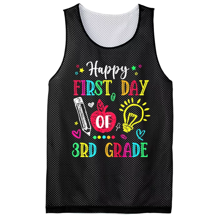 Happy First Day Of 3rd Grade Back To School Teachers Mesh Reversible Basketball Jersey Tank