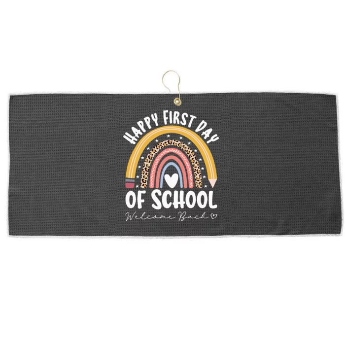 Happy First Day Of School Teacher Student Back To School Large Microfiber Waffle Golf Towel