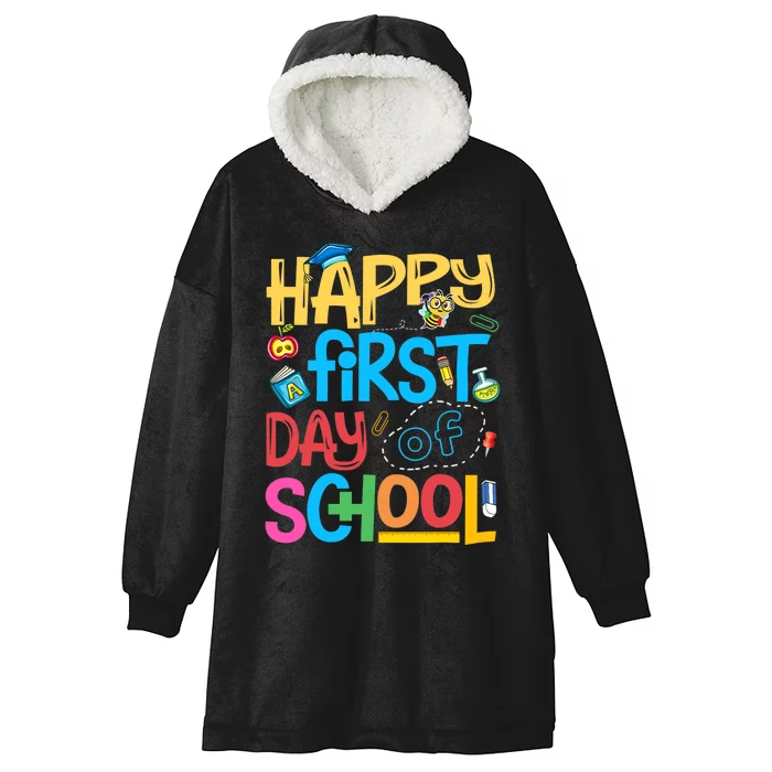 Happy First Day Of School Kindergarten Student Teacher Gifts Hooded Wearable Blanket