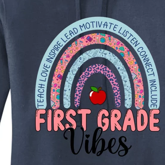 Happy First Day Of First Grade Rainbow 1St Grade Vibes Gift Women's Pullover Hoodie