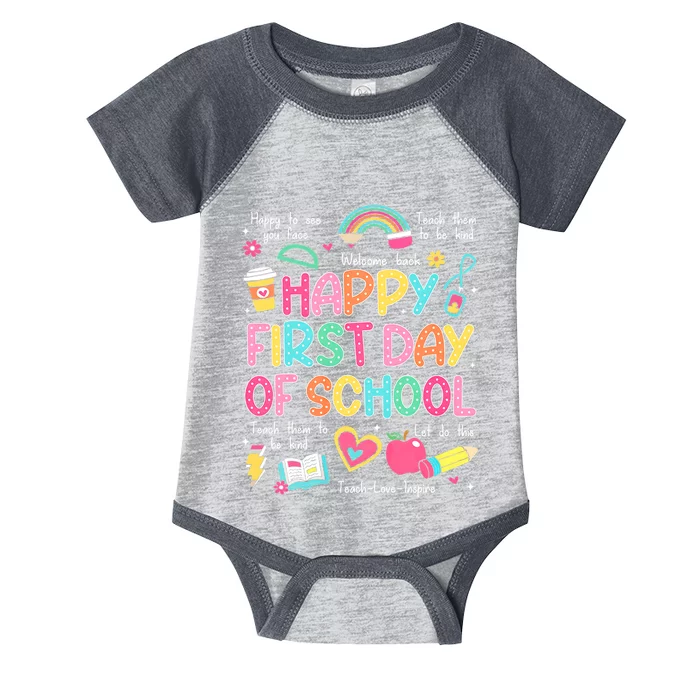 Happy First Day Of School Teacher Back To School Infant Baby Jersey Bodysuit