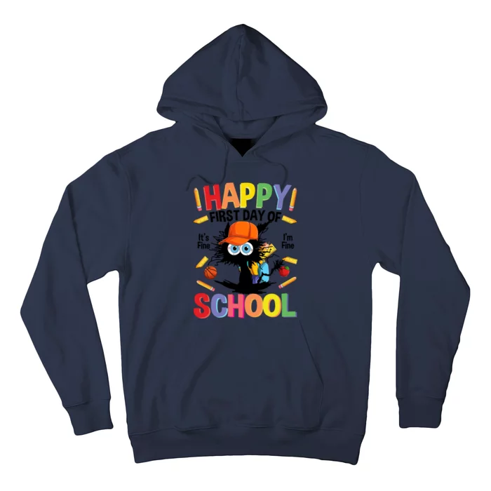 Happy First Day Of School Back To School Black Cat Hoodie