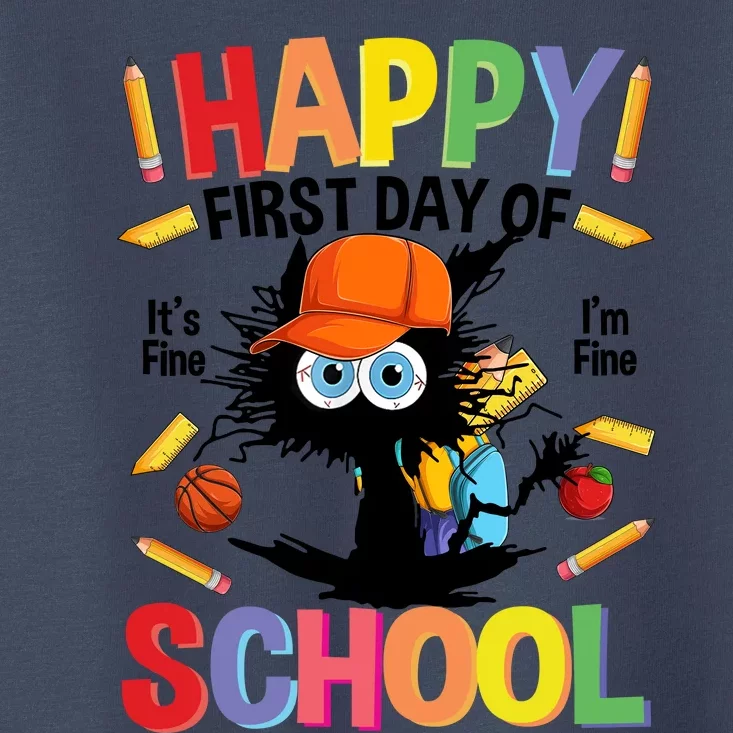 Happy First Day Of School Back To School Black Cat Toddler T-Shirt